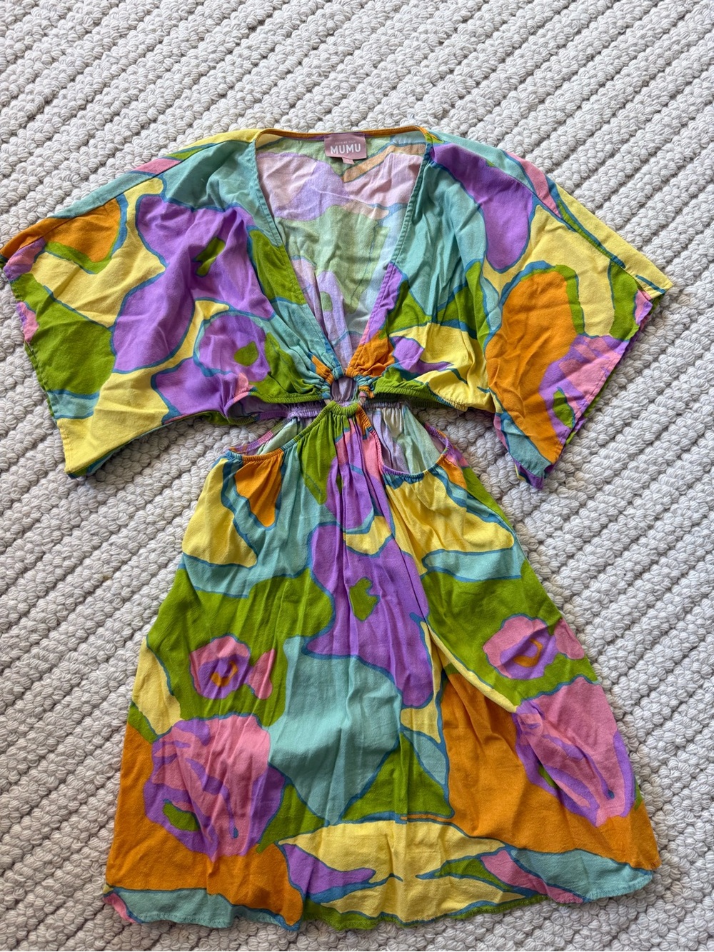 Show me your MUMU Floral Tie-Front Dress in Green, Purple & Yellow S
